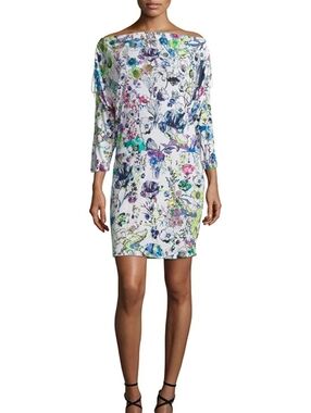 Roberto Cavalli White Jersey “Astro Garden” Floral Dress ✨🌸🚀